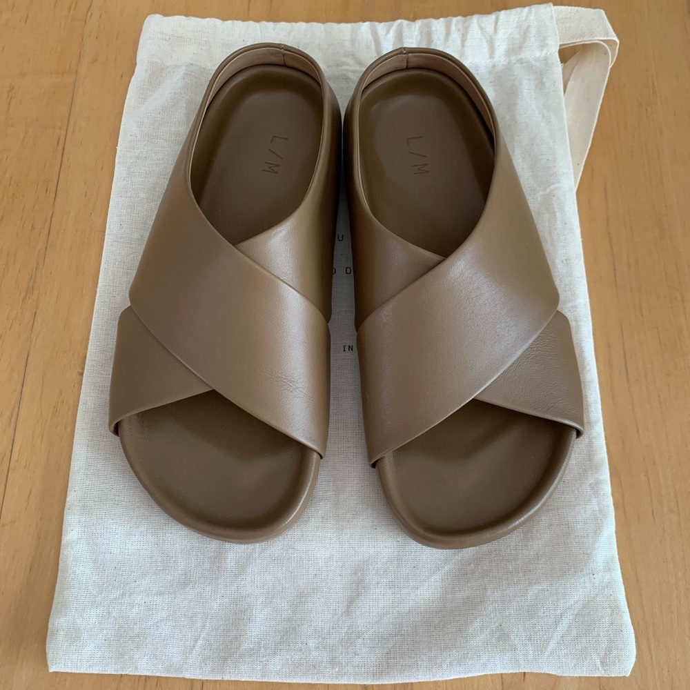 Lauren Manoogian Leather Cross Slides - Loam - 38
